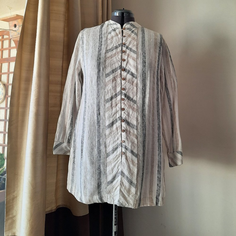 Soft Surroundings Striped Linen Tunic Top Size XL